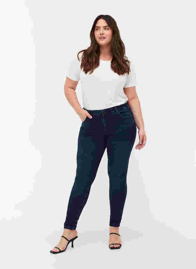 Super slim Amy jeans med høj talje, Dark blue, Model image number 0