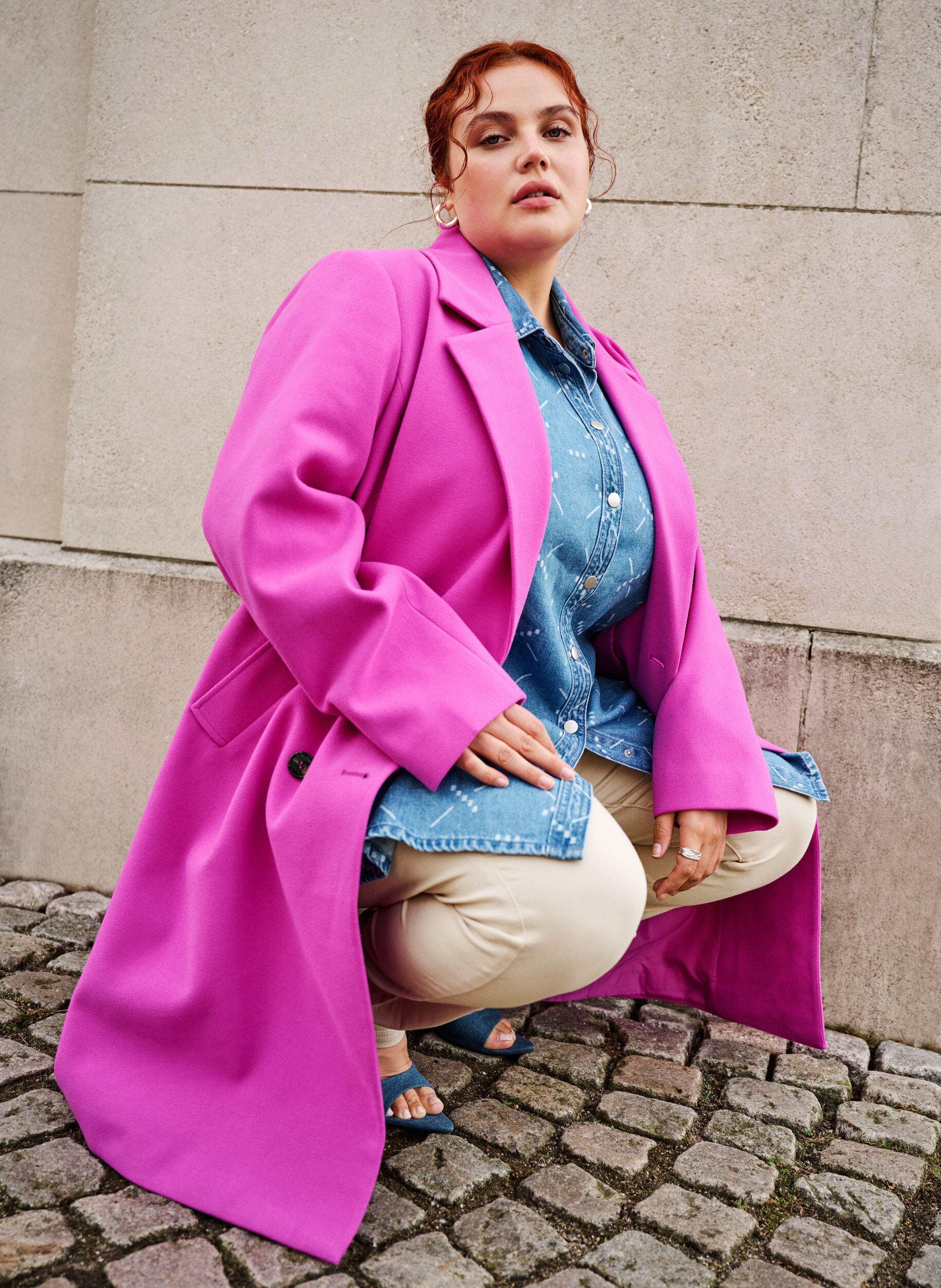 Zizzi Frakke med dobbeltradet knaplukning, Purple Orchid, Image image number 0