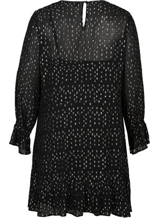 Langærmet kjole i viskose, Black, Packshot image number 1