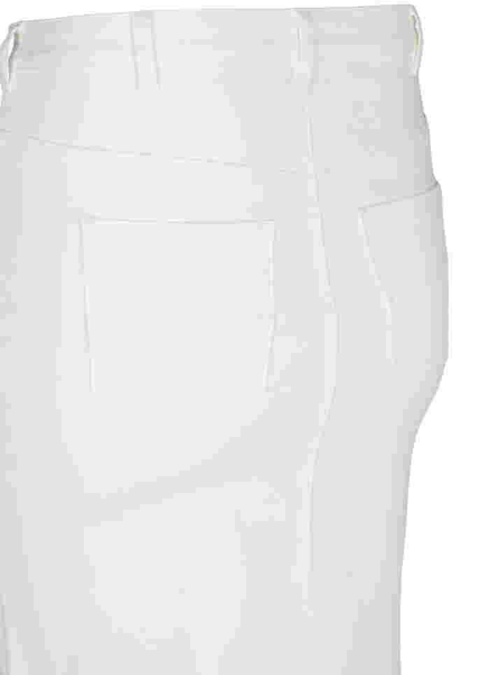 Denim midinederdel med slids, White, Packshot image number 3