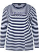 Bluse med striber og motiv, White w.Navy Stripe, Packshot image number 0
