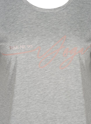 Trænings t-shirt tryk på brystet, Light Grey Melange, Packshot image number 2