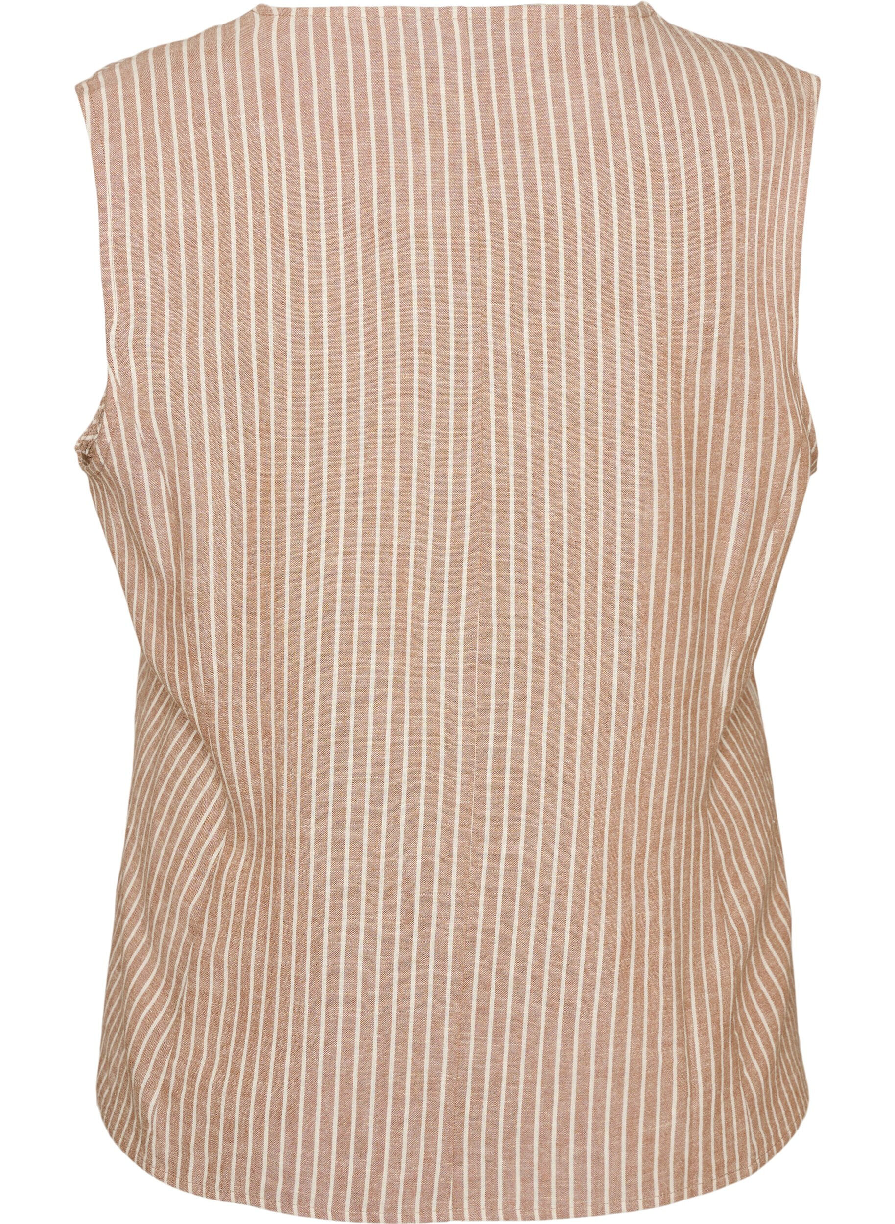 ZizziStribet vest i h&oslash;r og viskose, Beige, Packshot image number 1