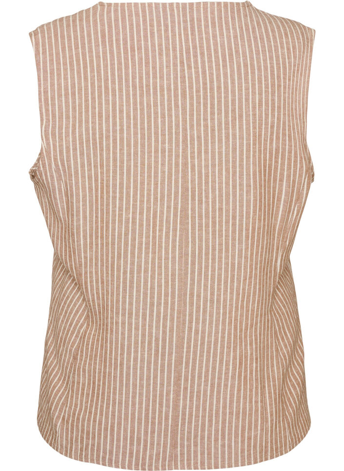 Stribet vest i h&oslash;r og viskose, Beige, Packshot image number 1