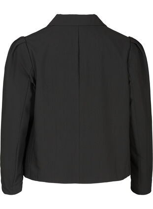 Cropped blazer med pufærmer, Black, Packshot image number 1