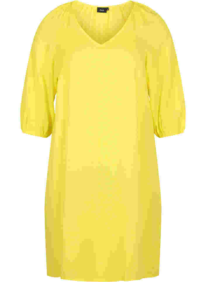 Viskose kjole med v-udskæring, Blazing Yellow