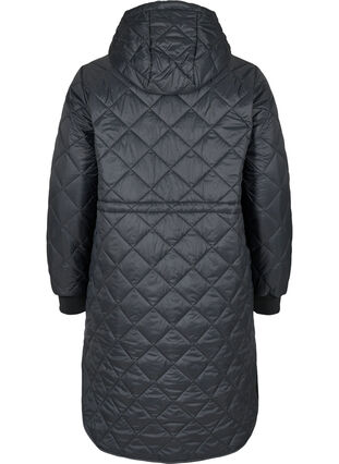 Quiltet letvægts jakke med hætte, Black, Packshot image number 1