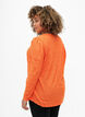 V-hals bluse med hulmønster, Carrot, Model image number 1