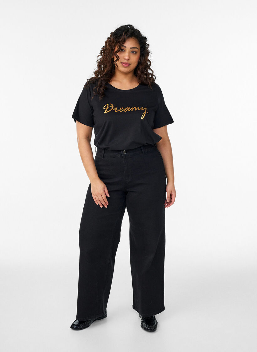 T-shirt med motiv, Sort, Model image number 1