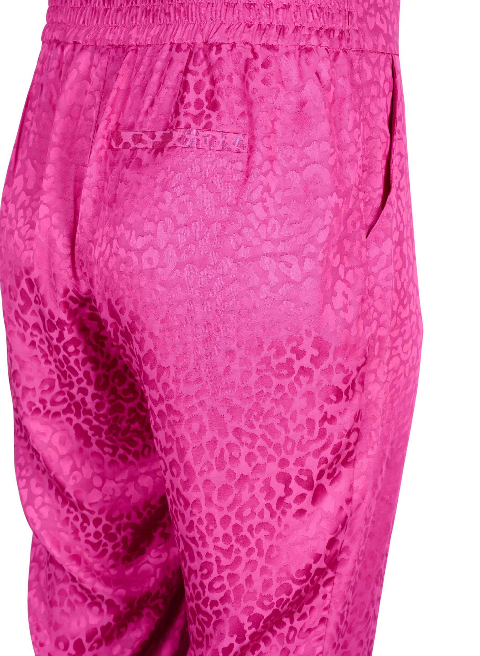 Zizzi Tone-i-tone jacquard bukser i viskose, Rose Violet, Packshot image number 3