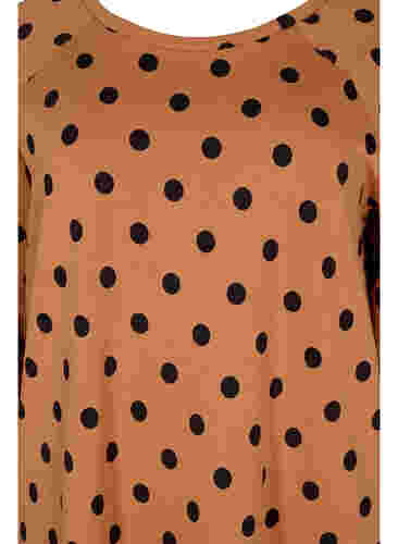 Prikket kjole med 3/4 ærmer, Almond Black Dot, Packshot image number 2