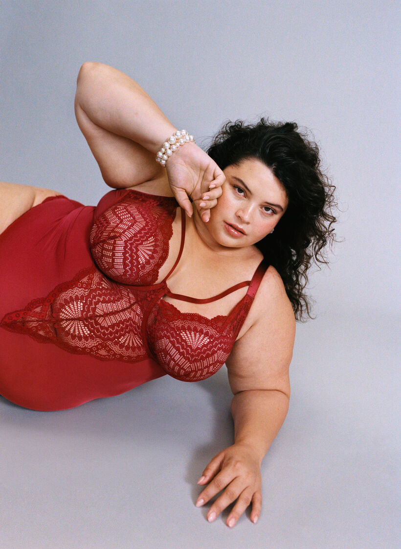 Blonde body med b&oslash;jle og stropdetalje, R&oslash;d, Image image number 0