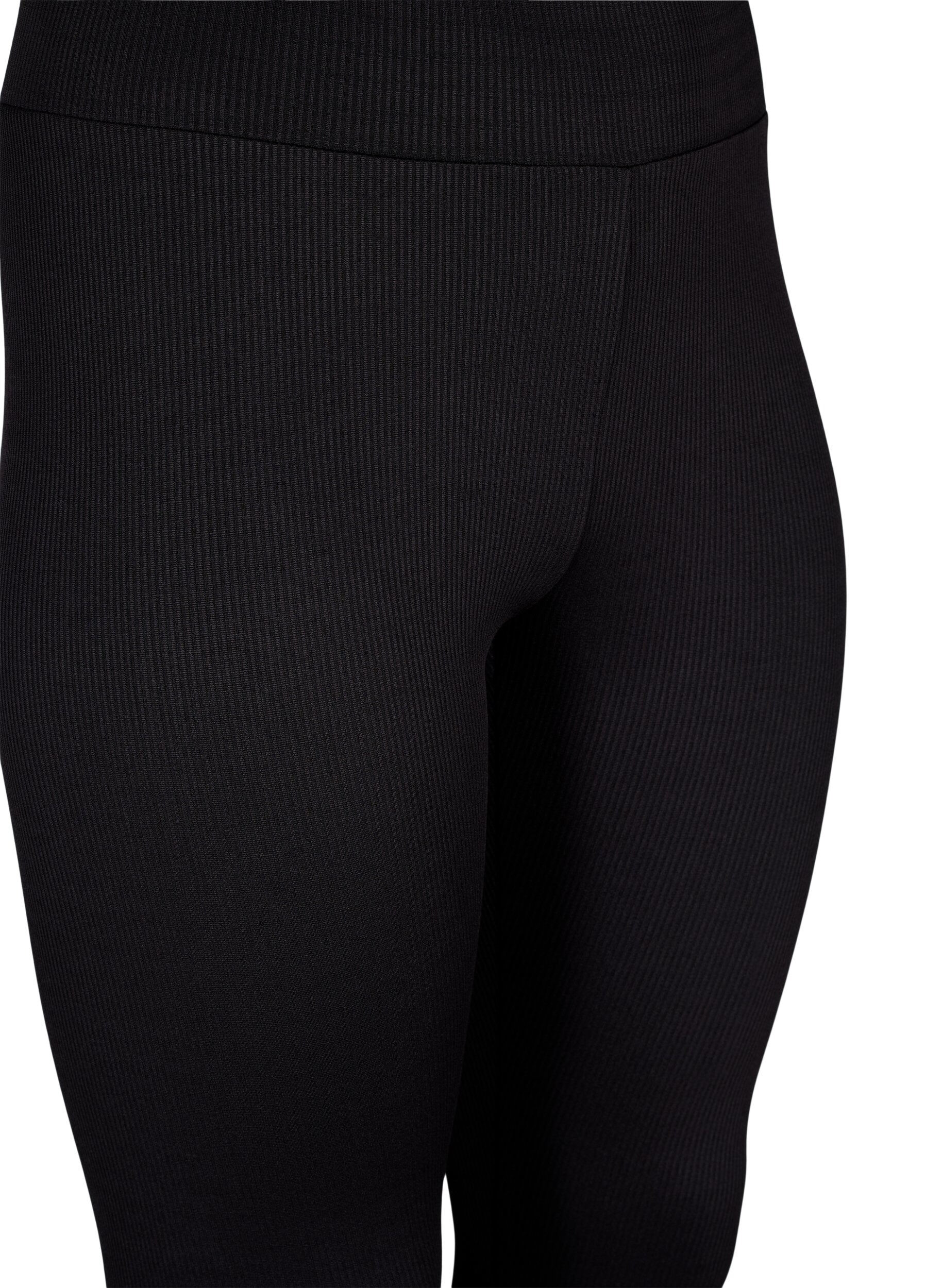 Zizzi Leggings med stretch og ribstruktur, Black, Packshot image number 2