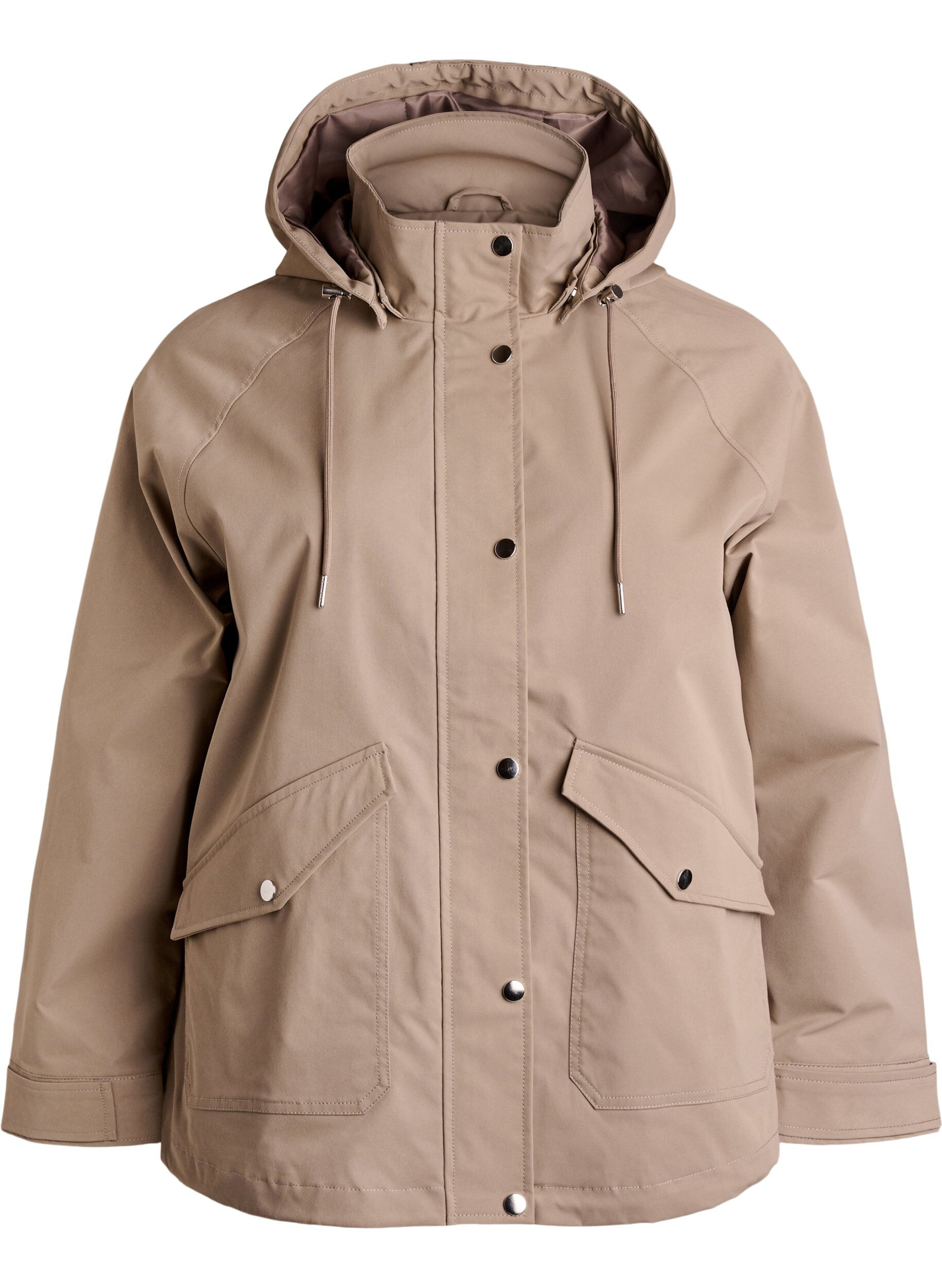 ZizziKort for&aring;rsjakke med aftagelig h&aelig;tte, Beige, Packshot image number 0