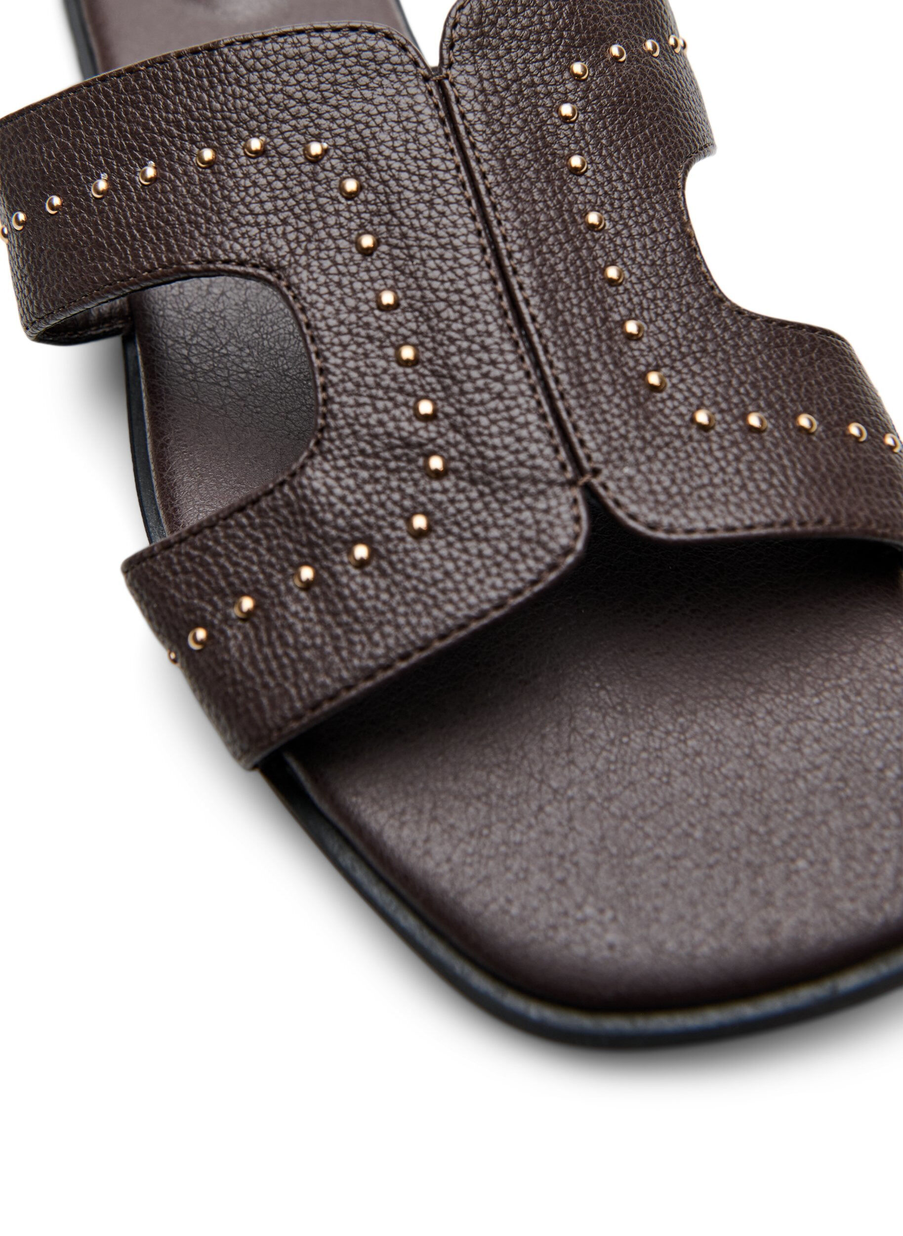 Zizzi Flade sandaler med nitter, Brun, Packshot image number 3