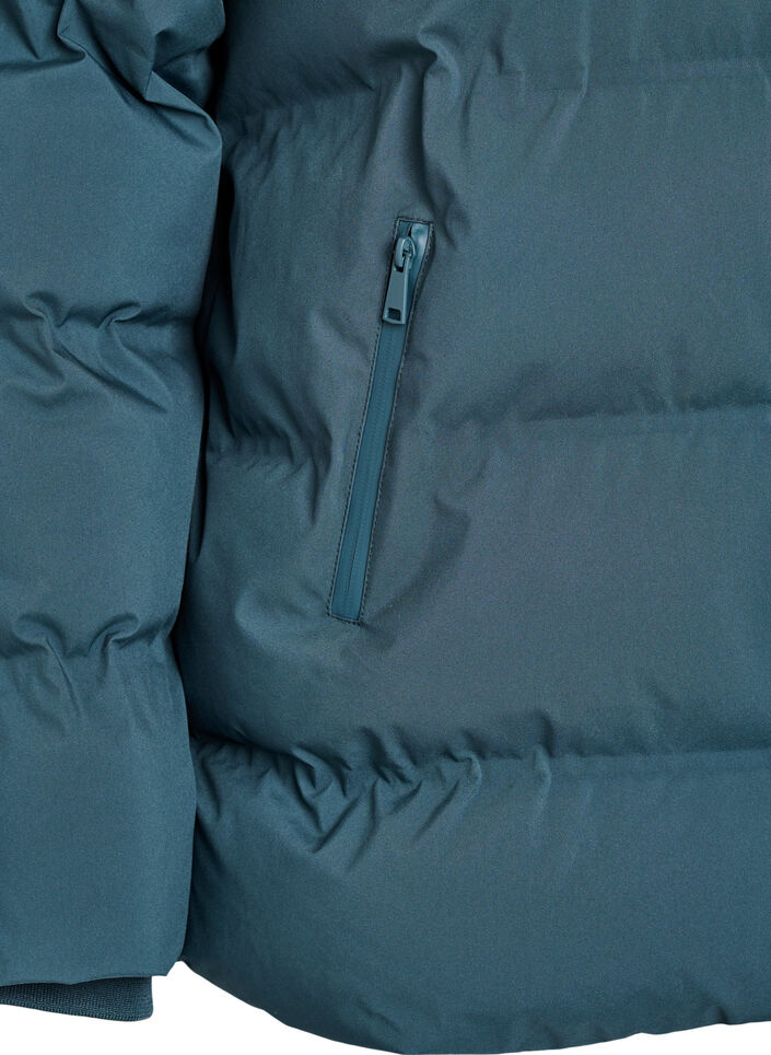 Kort pufferjakke med aftagelig hætte, Grøn, Packshot image number 3