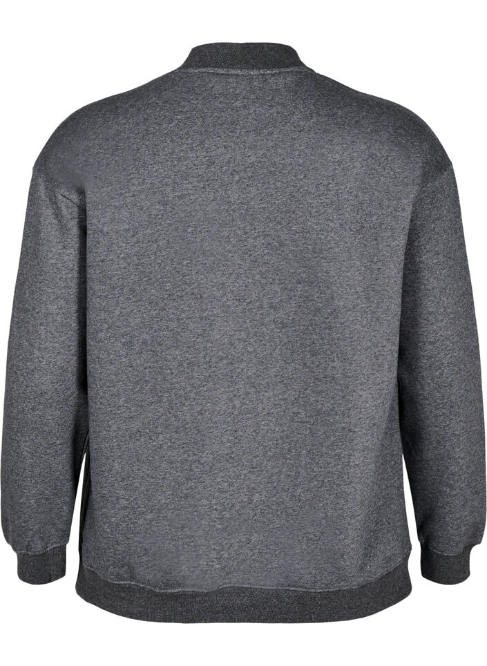 Sweatshirt med høj krave og lange ærmer, Grå, Packshot image number 1