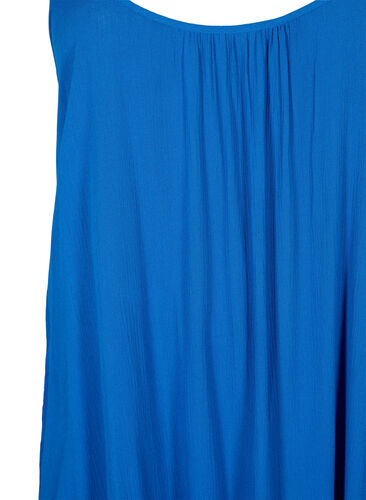 Ensfarvet strop kjole i viskose, Victoria blue, Packshot image number 2