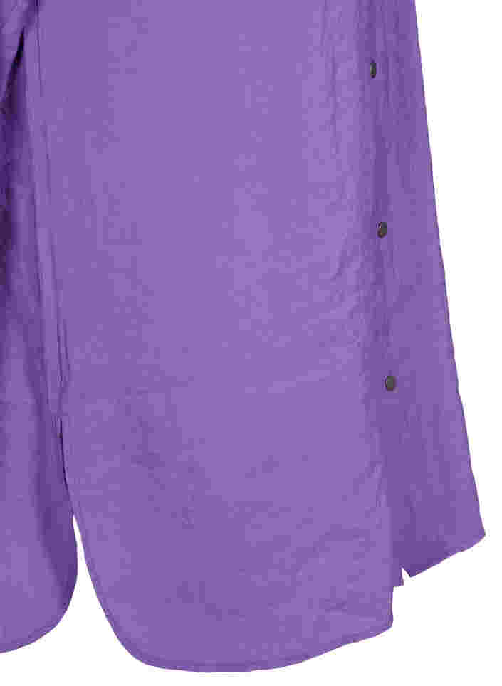 Lang viskose skjorte med knapper, Royal Lilac, Packshot image number 3