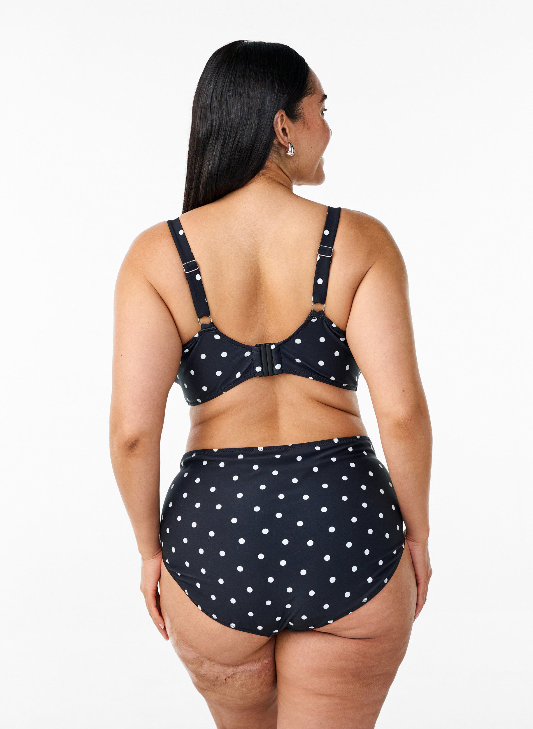 ZizziH&oslash;jtaljet bikinitrusse med prikker, Sort, Model image number 1