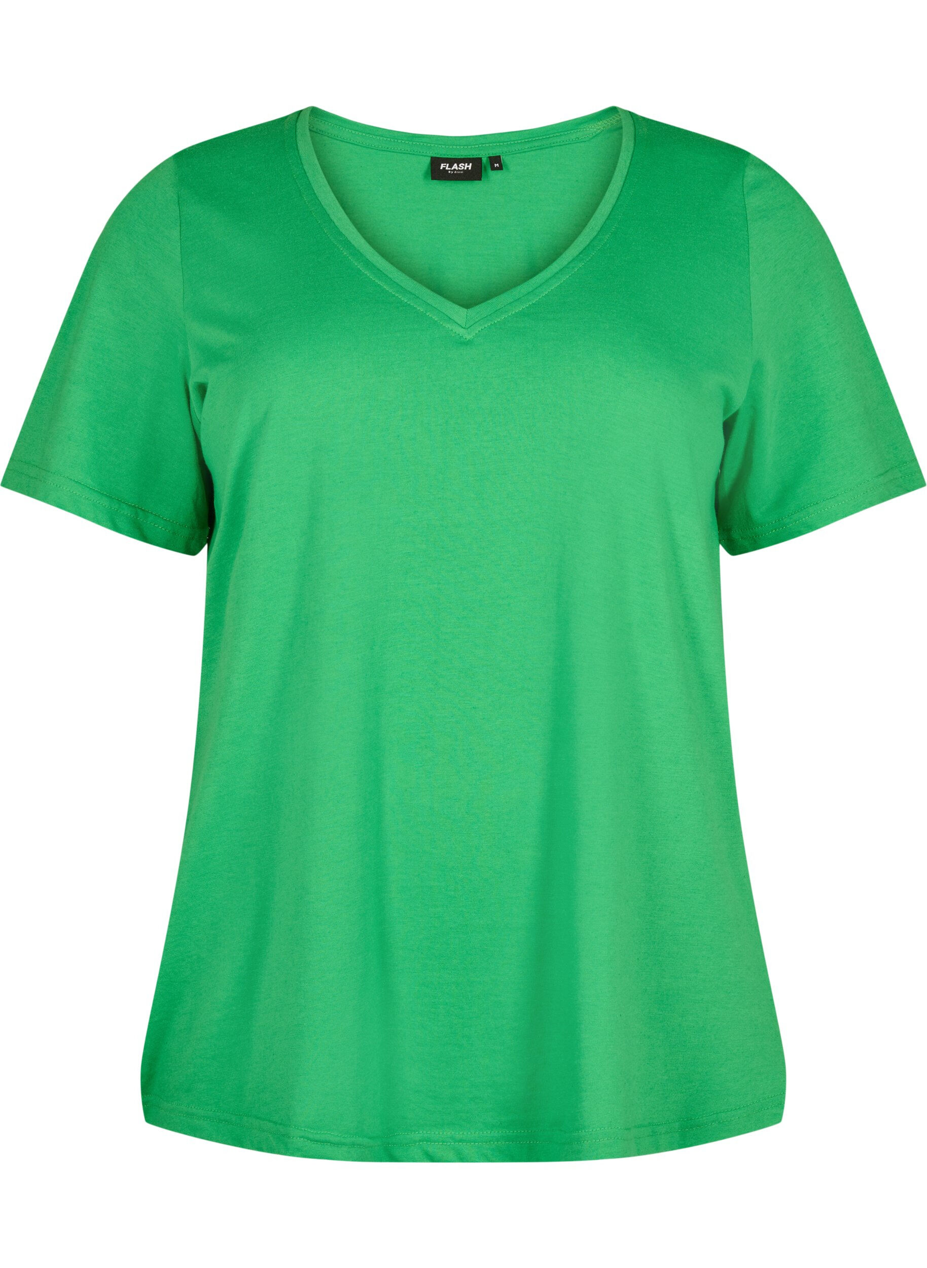 Zizzi FLASH - T-shirt med v-hals, Kelly Green, Packshot image number 0