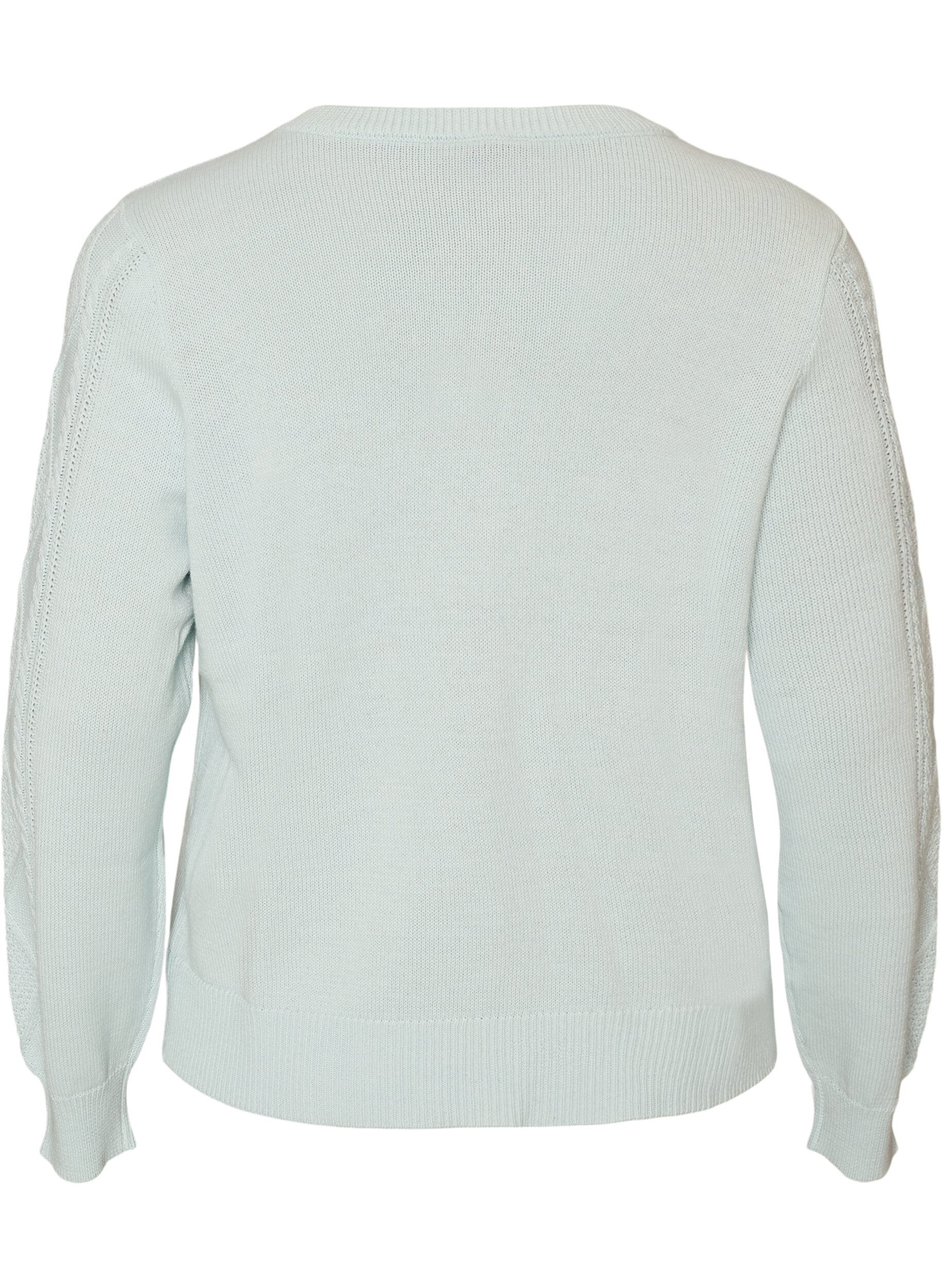 ZizziKabelstrikket cardigan med dekorative knapper, Bl&aring;, Packshot image number 1