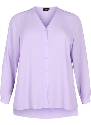 Langærmet skjorte med v-hals, Purple Rose, Packshot image number 0