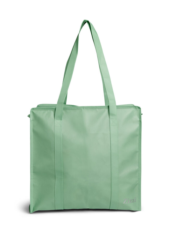 Shoppingbag med lynl&aring;s, Gr&oslash;n, Packshot image number 1