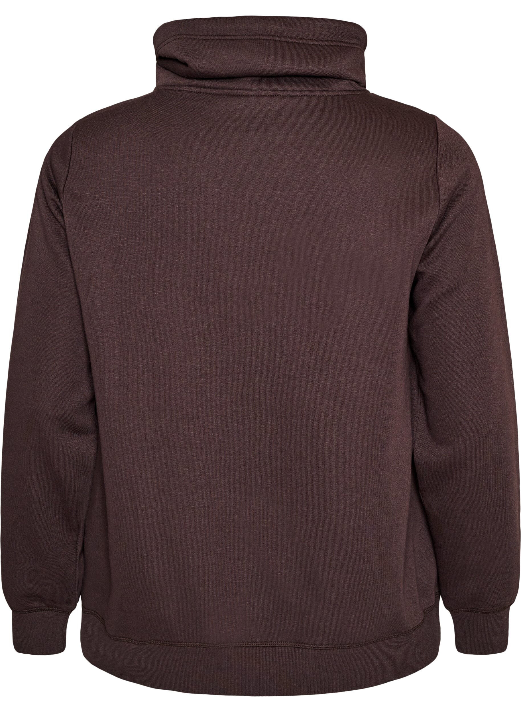 ZizziSweatshirt med h&oslash;j krave og lommer, Brun, Packshot image number 1
