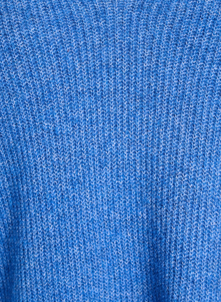 Strikbluse med V-hals og raglan&aelig;rmer, Bl&aring;, Packshot image number 2
