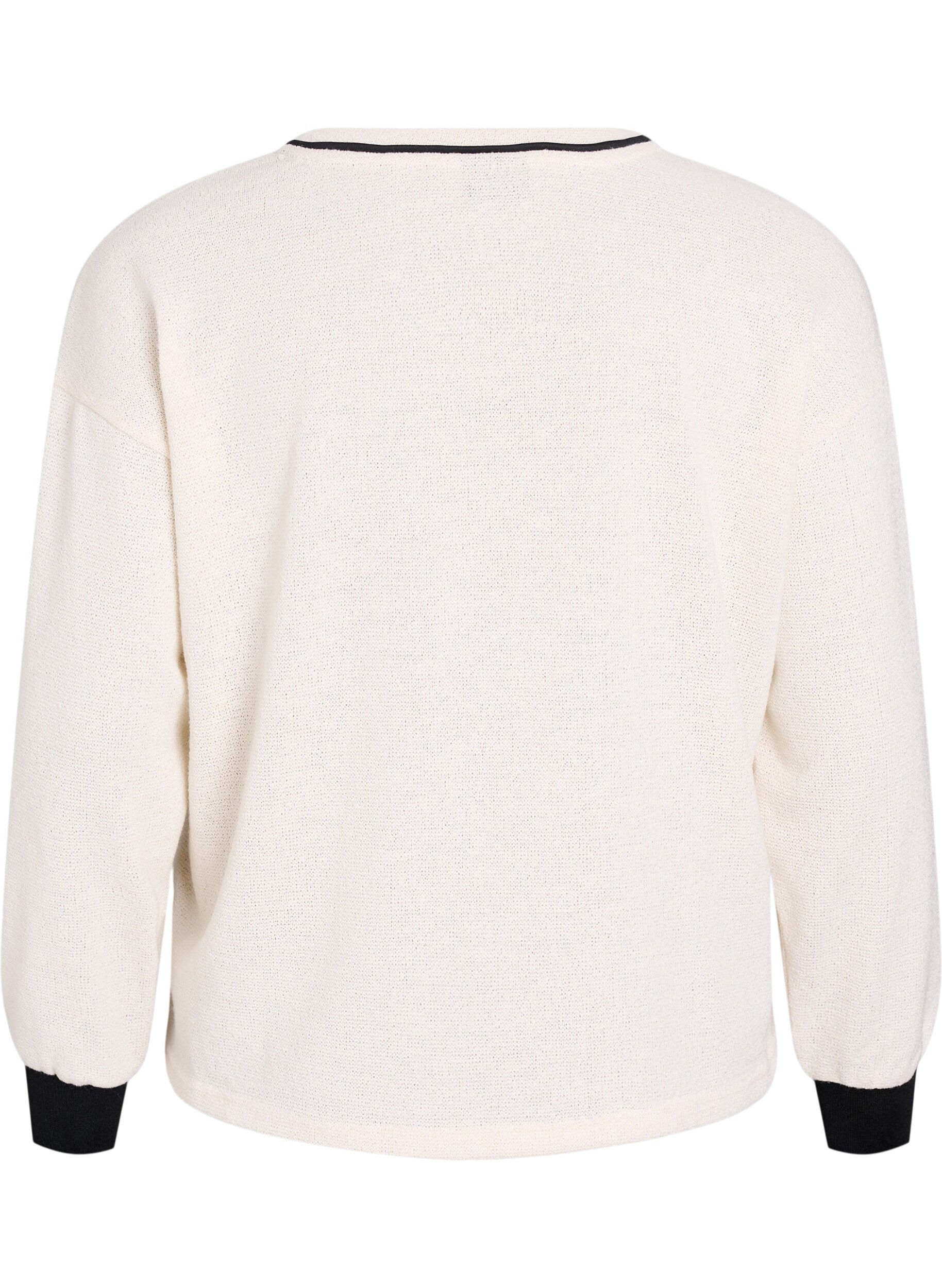 Zizzi Sweatshirt i strukturjersey med frontprint, Beige, Packshot image number 1