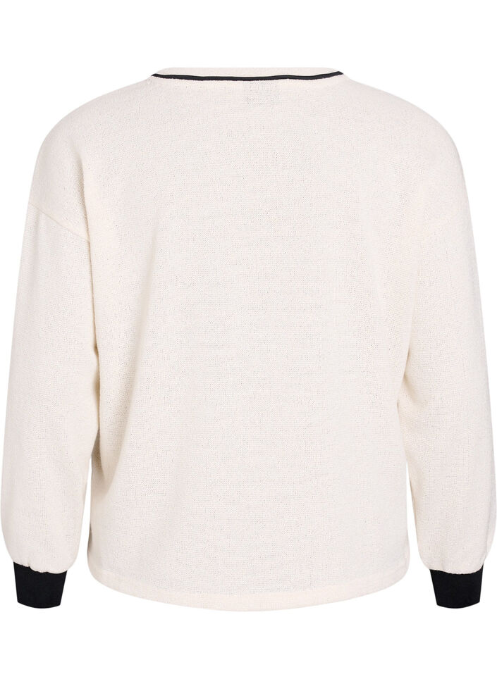 Sweatshirt i strukturjersey med frontprint, Beige, Packshot image number 1