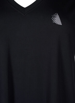 Løs trænings t-shirt med v-hals, Black, Packshot image number 2
