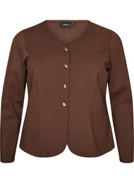 Figursyet jerseycardigan med dekorative knapper, Brun