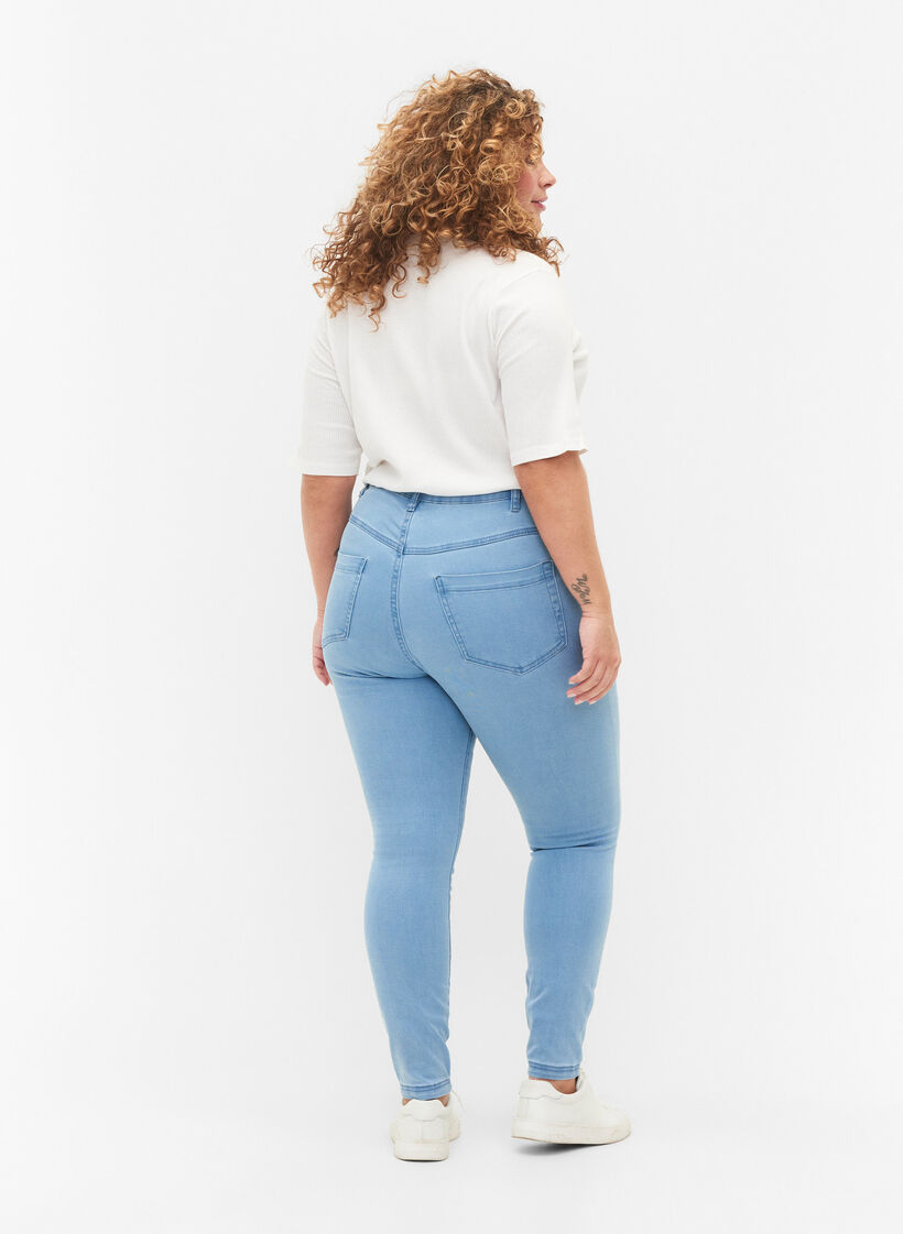 Super slim Amy jeans med h&oslash;j talje, Ex Lt Blue, Model image number 1
