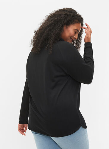 Sweatshirt med høj krave, Black, Model image number 1