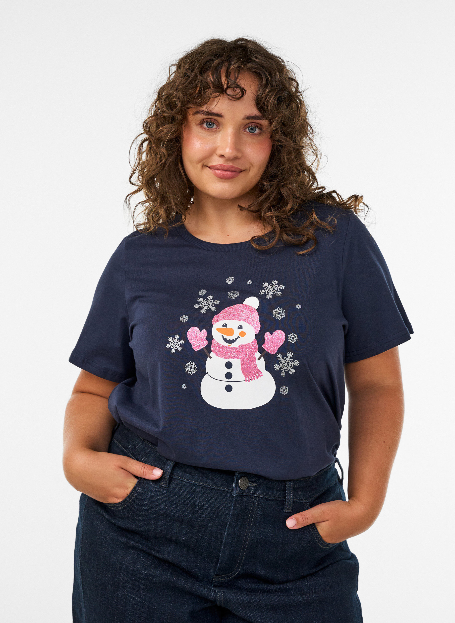 ZizziJule t-shirt i &oslash;kologisk bomuld, Bl&aring;, Model image number 0