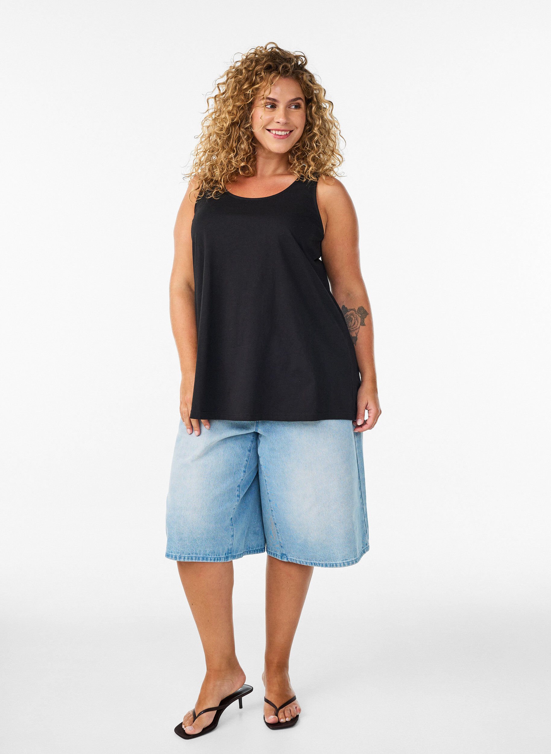 ZizziBomuldstop med a-form, Sort, Model image number 1