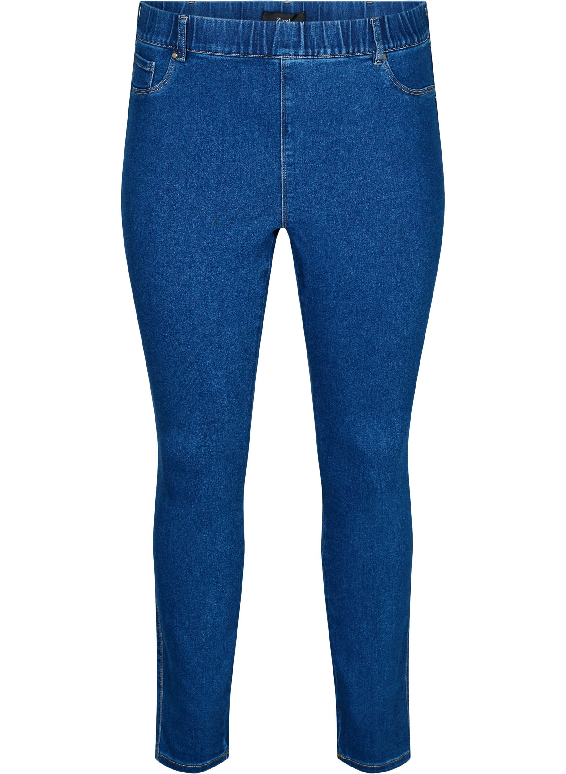 ZizziJeggings med h&oslash;j talje, Bl&aring;, Packshot image number 0