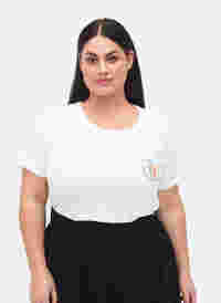 Bomulds t-shirt med fronttryk, White Chest Print, Model