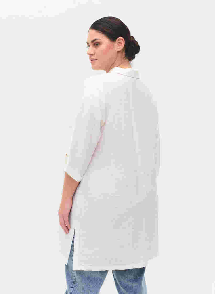 Lang skjorte med 3/4 ærmer, Bright White, Model image number 1