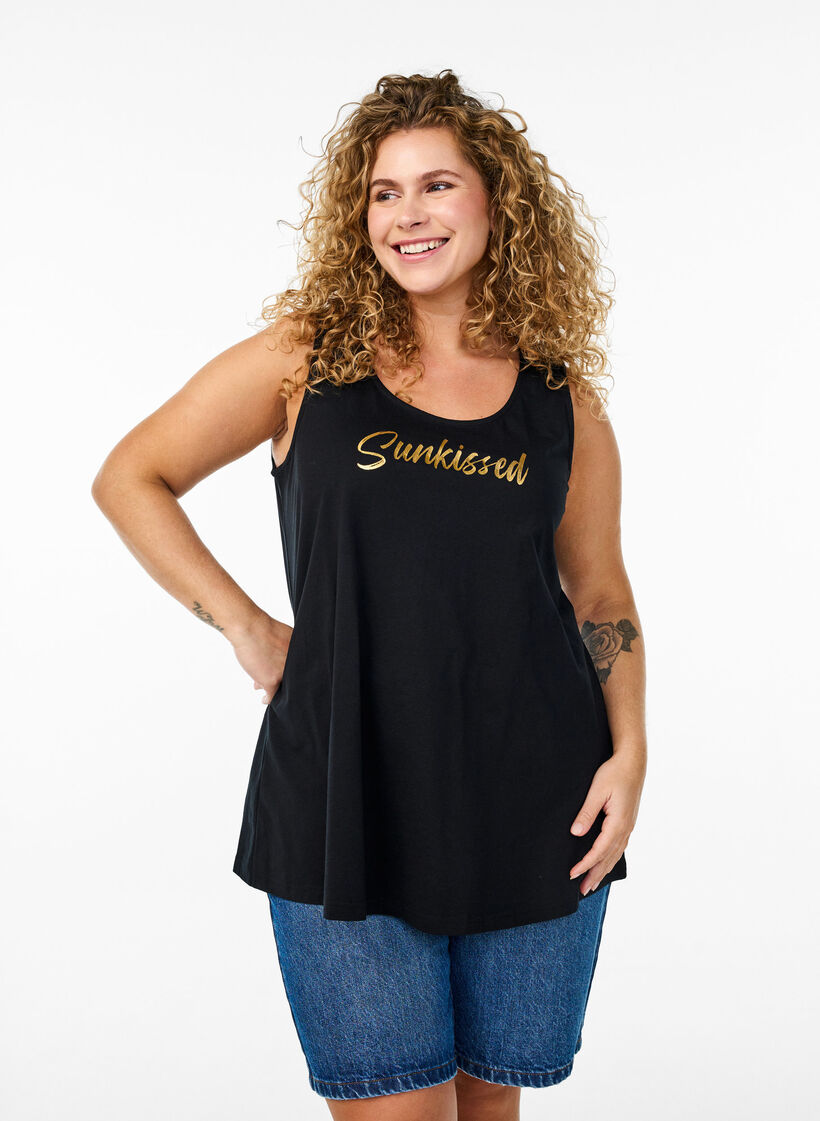 Bomuldstop med a-form, Sort, Model image number 0