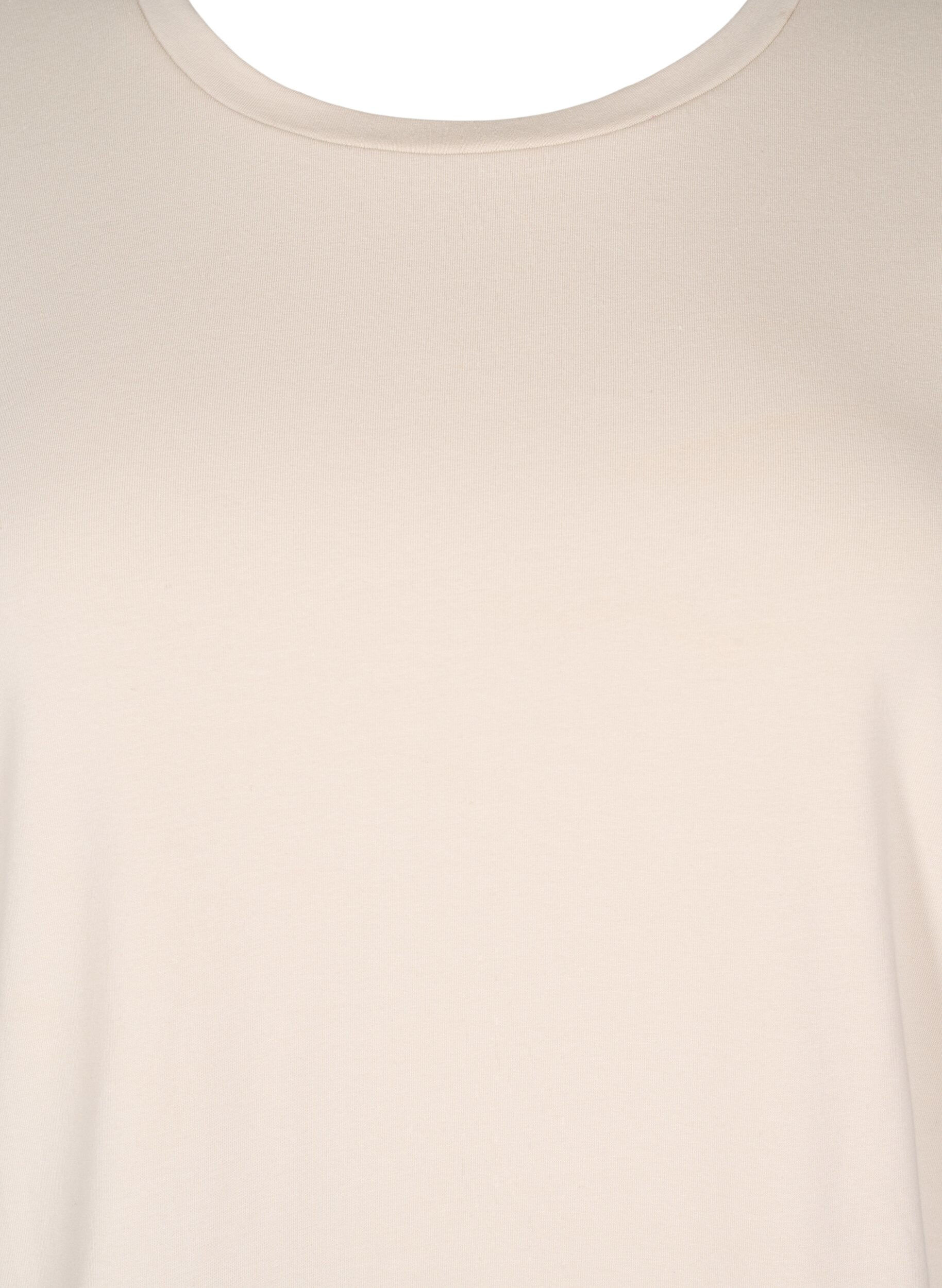 Zizzi T-shirt med broderie anglaise og b&oslash;lgekanter, Beige, Packshot image number 2