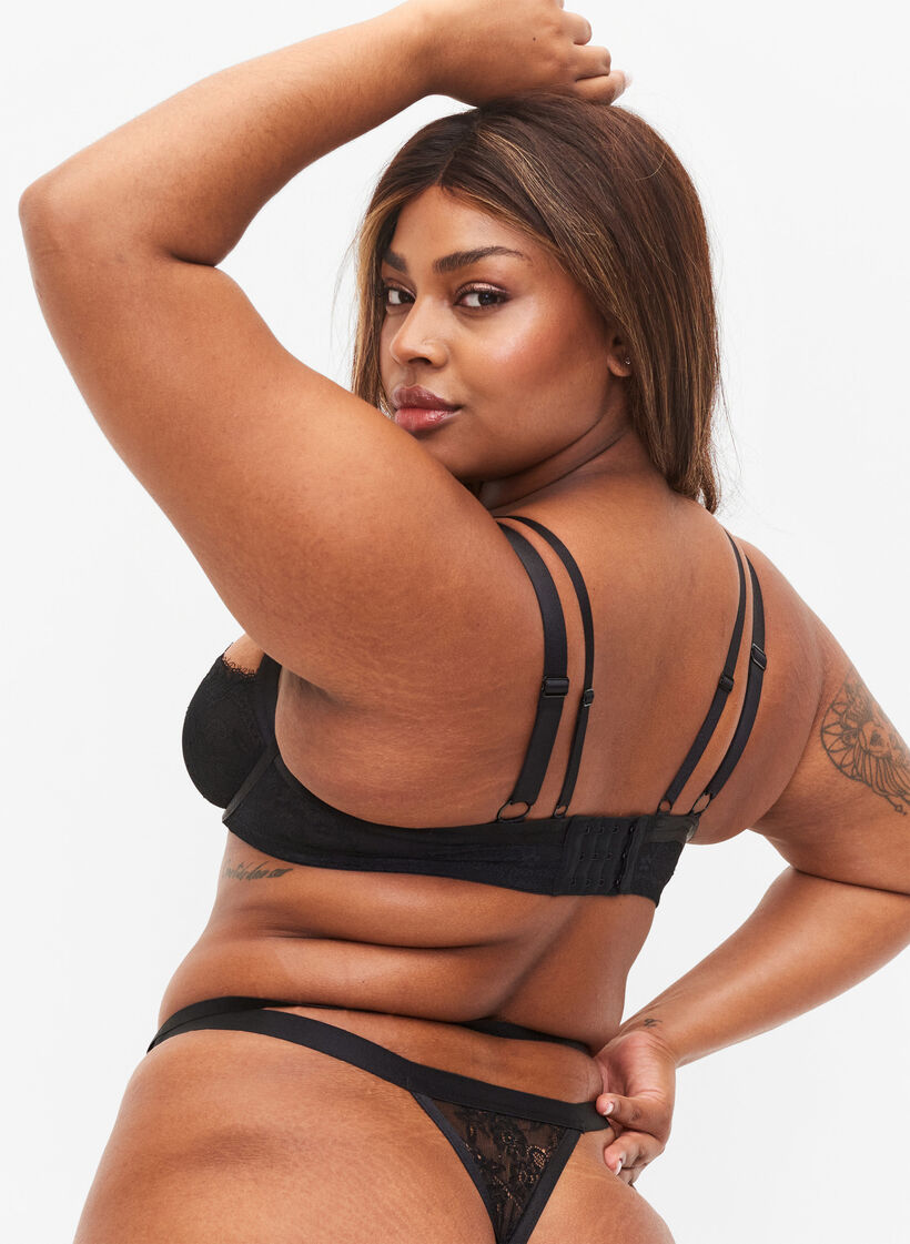Bøjle bh med string, Black, Model image number 1