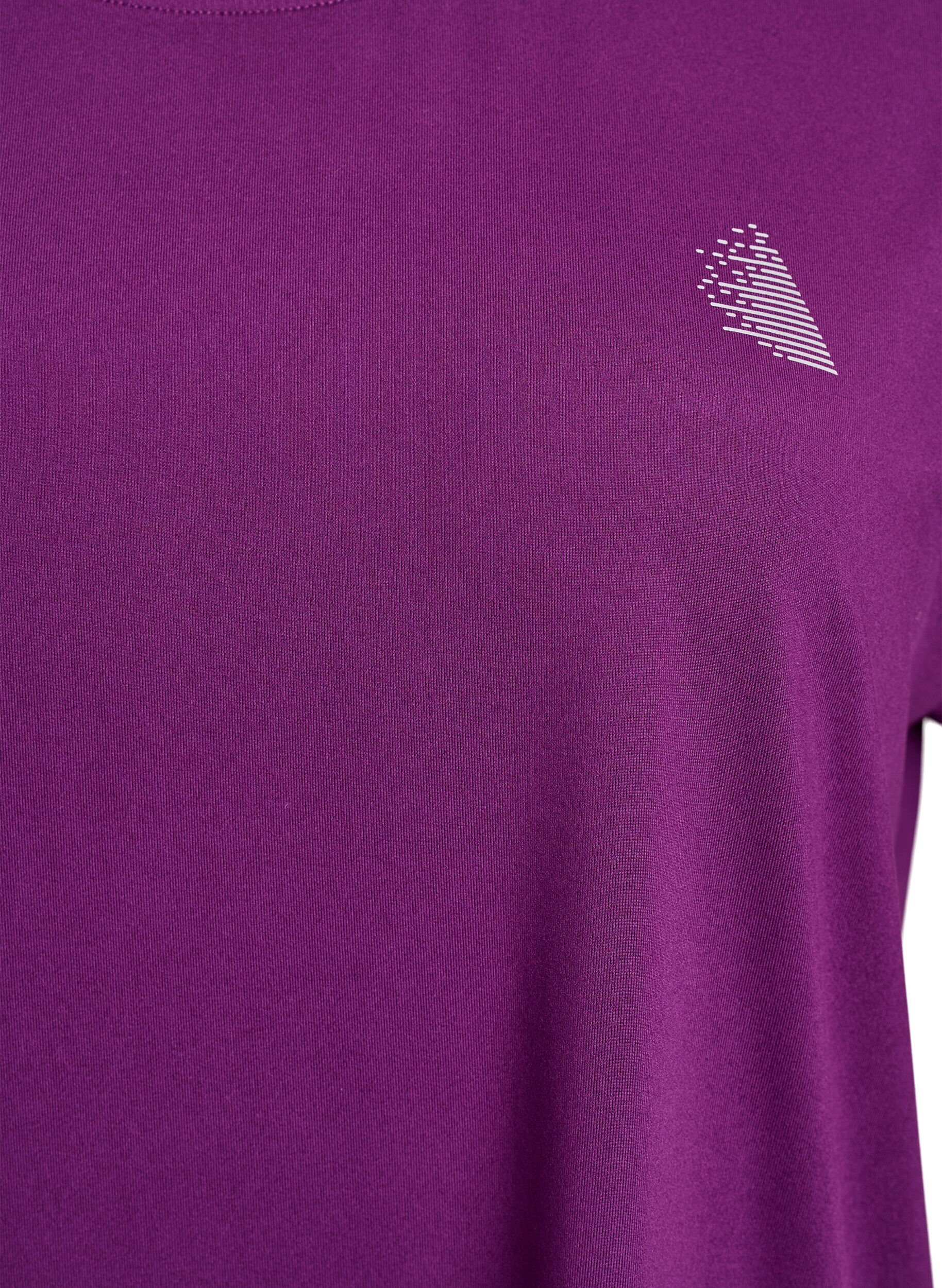 ZizziEnsfarvet tr&aelig;nings t-shirt, Lilla, Packshot image number 2