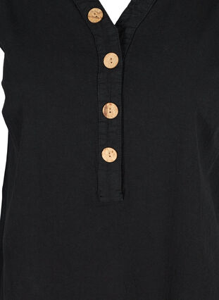 Ærmeløs bomuldstunika med knapper, Black, Packshot image number 2