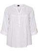 Bluse i bomuldsmusselin med broderi anglaise, Hvid, Packshot image number 0