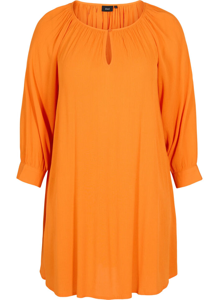 Viskose tunika med 3/4 ærmer, Orange Peel, Packshot image number 0