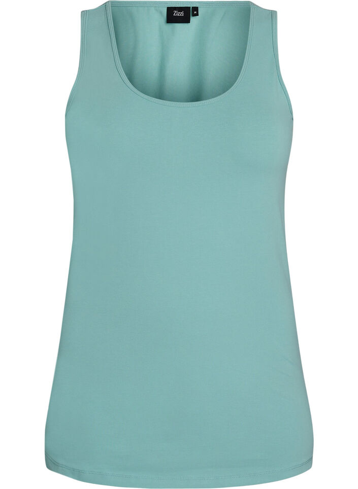 Ensfarvet basis top i bomuld, Gr&oslash;n, Packshot image number 0