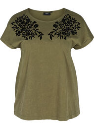 Økologisk bomulds t-shirt med printdetaljer, Ivy Green